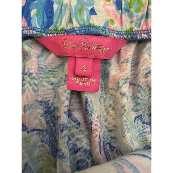Lilly Pulitzer Ritz Romper Size Small Dream Team Print Shorts Strapless Beach - Picture 3 of 4